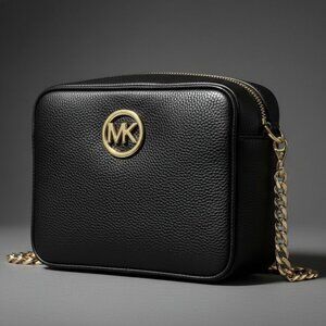 Michael Kors Men's Fulton Large East West Crossbody Bag Black Leather NWT NS